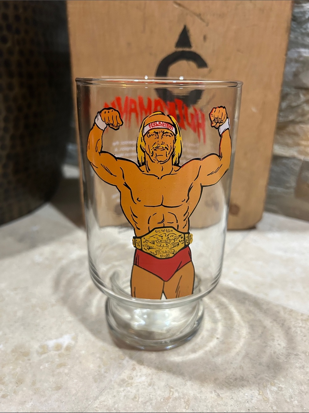vintage 1985 Titan Sports WWF Hulk Hogan Hulkamania drinking glass